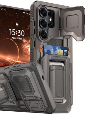 For Samsung Galaxy S26 Ultra Wallet Case with Card Holder & Kickstand & Full Cam